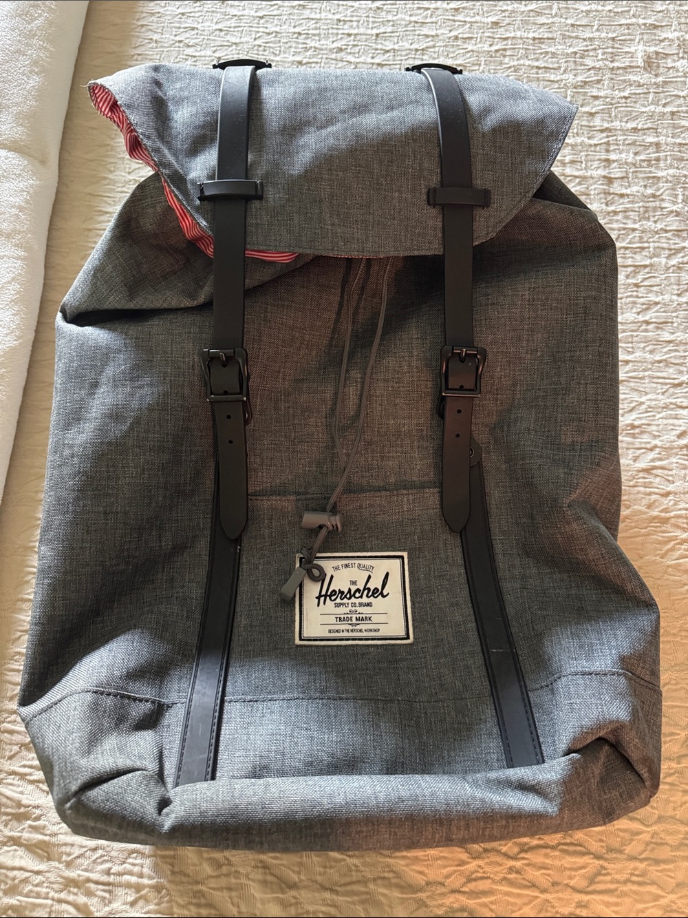 Herschel Supply Company Grey Canvas Backpack with Black Straps